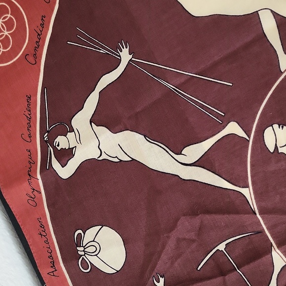 Vintage Canadian Olympic Association Square Scarf Olympic Greek Figures 20"x 20" - Picture 6 of 10